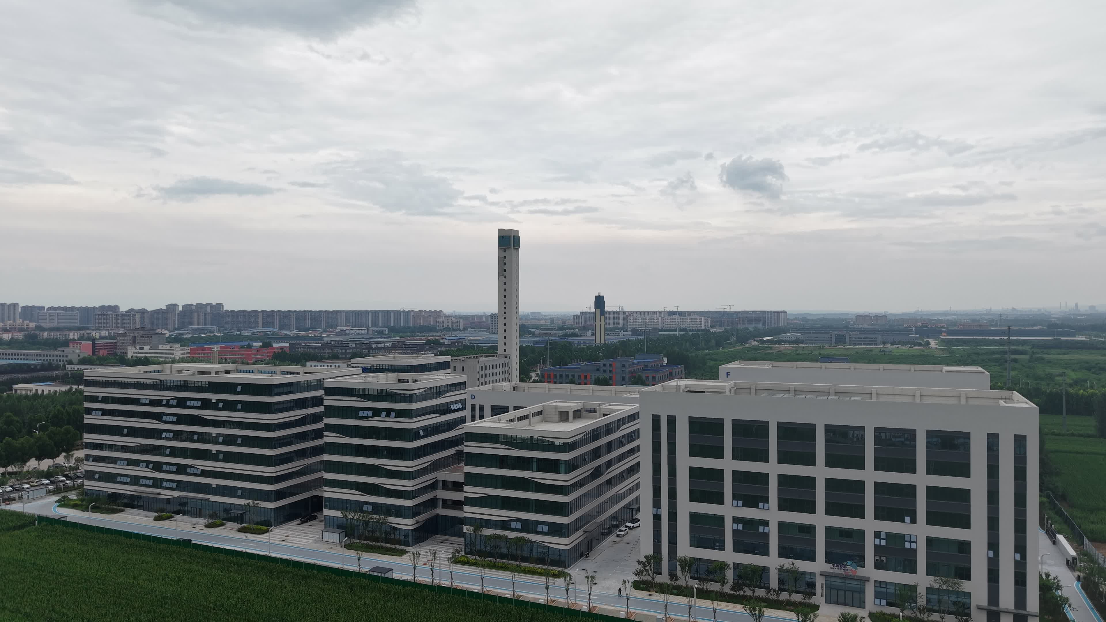 Aerial view of the factory complex